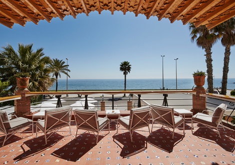 Terrasse avec vue sur la mer Hotel Casa Vilella Sitges